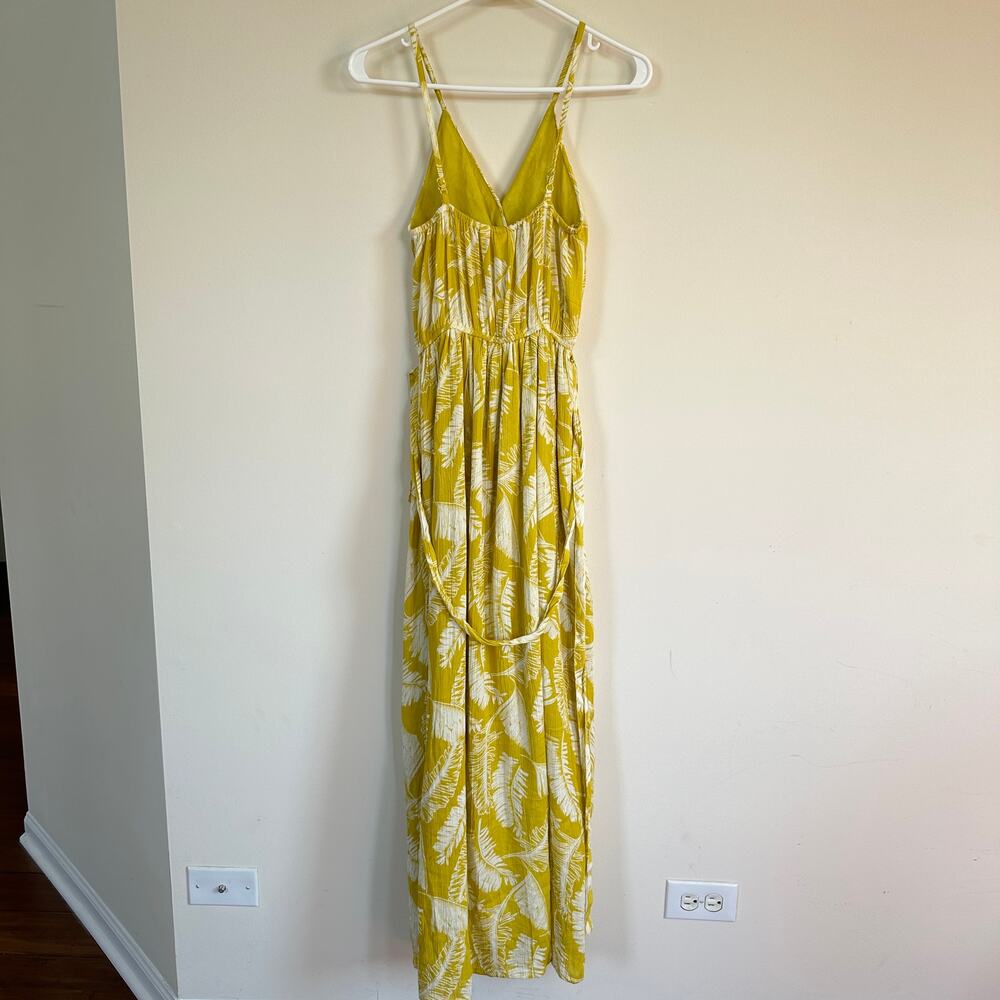 Sim & Sam Maxi Dress Boho Women’s XS Yellow Tropical Belted Surplice Neck Lined - Picture 8 of 12